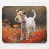 Wirefox Terrier im Herbst Leaves Fall Inspiriert Mousepad (Vorne)