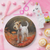 Wirefox Terrier im Herbst Leaves Fall Inspiriert Pappteller (Party)