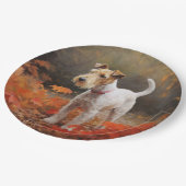 Wirefox Terrier im Herbst Leaves Fall Inspiriert Pappteller (Schrägansicht)