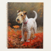 Wirefox Terrier im Herbst Leaves Fall Inspiriert Planer (Vorderseite)