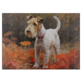 Wirefox Terrier im Herbst Leaves Fall Inspiriert Schneidebrett (Vorderseite)