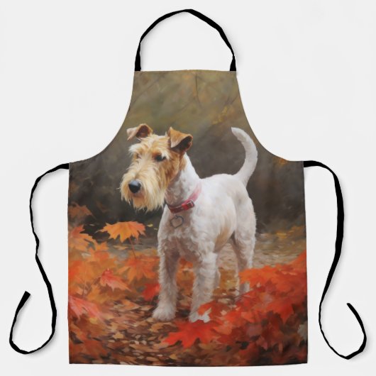 Wirefox Terrier im Herbst Leaves Fall Inspiriert Schürze (Vorderseite)