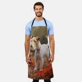 Wirefox Terrier im Herbst Leaves Fall Inspiriert Schürze (Getragen)