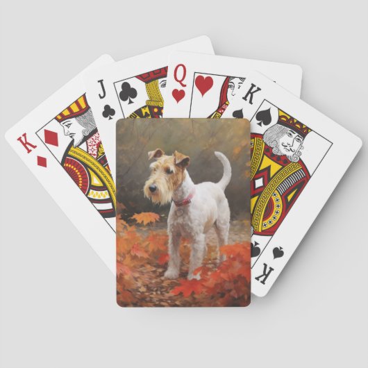 Wirefox Terrier im Herbst Leaves Fall Inspiriert Spielkarten (Rückseite)