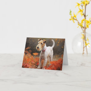 Wirefox Terrier im Herbstlaub Fall Inspiriert  Karte