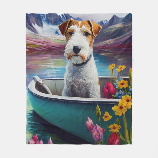 Wirefox Terrier on a Paddle: Ein Landschaftliches  Fleecedecke (Vorderseite)