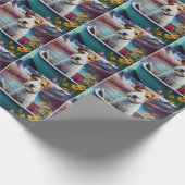 Wirefox Terrier on a Paddle: Ein Landschaftliches Geschenkpapier (Ecke)