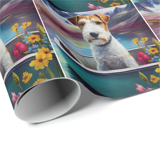 Wirefox Terrier on a Paddle: Ein Landschaftliches Geschenkpapier (Rolleneckpunkt)