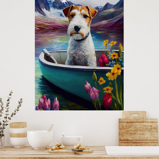 Wirefox Terrier on a Paddle: Ein Landschaftliches Poster (Küche)