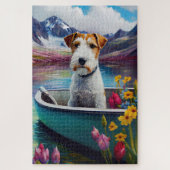 Wirefox Terrier on a Paddle: Ein Landschaftliches  Puzzle (Vertikal)