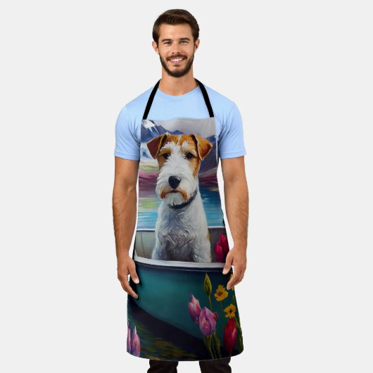Wirefox Terrier on a Paddle: Ein Landschaftliches  Schürze (Getragen)
