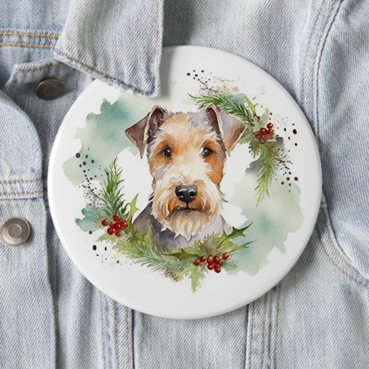 Wirefox Terrier Weihnachtsfeiertag Button (Beispiel)