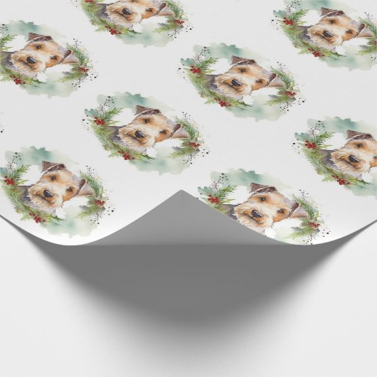 Wirefox Terrier Weihnachtsfeiertag Geschenkpapier (Ecke)