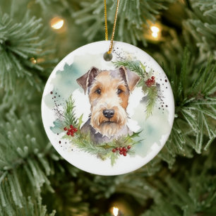Wirefox Terrier Weihnachtsfeiertag Keramik Ornament