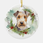 Wirefox Terrier Weihnachtsfeiertag Keramik Ornament (Vorne)