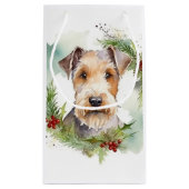 Wirefox Terrier Weihnachtsfeiertag Kleine Geschenktüte (Rückseite)