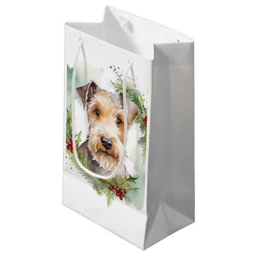 Wirefox Terrier Weihnachtsfeiertag Kleine Geschenktüte (Vorderseite Schrägansicht)