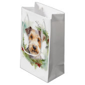 Wirefox Terrier Weihnachtsfeiertag Kleine Geschenktüte (Rückseite Schrägansicht)