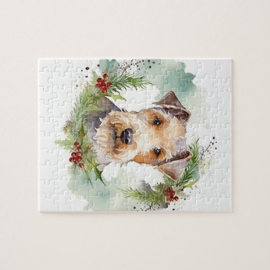 Wirefox Terrier Weihnachtsfeiertag Puzzle (Horizontal)