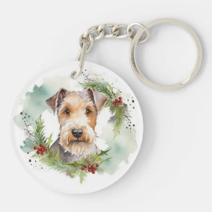 Wirefox Terrier Weihnachtsfeiertag Schlüsselanhänger