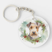 Wirefox Terrier Weihnachtsfeiertag Schlüsselanhänger (Vorderseite)
