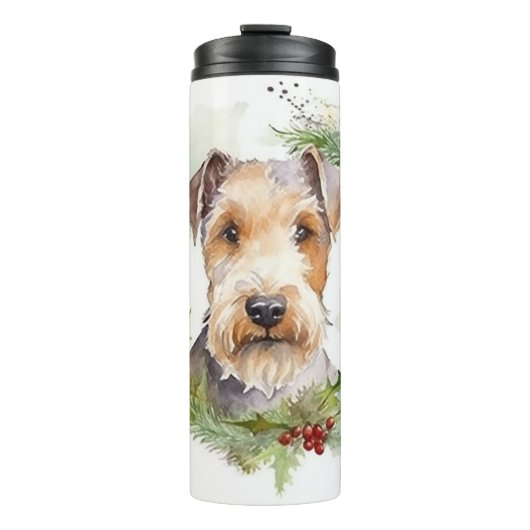 Wirefox Terrier Weihnachtsfeiertag Thermosbecher (Vorderseite)
