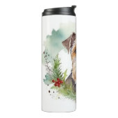 Wirefox Terrier Weihnachtsfeiertag Thermosbecher (Nach links gedreht)