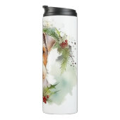 Wirefox Terrier Weihnachtsfeiertag Thermosbecher (Nach rechts gedreht)