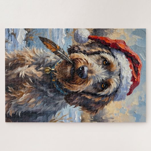 Wirehaired Griffon Rustic Winter Hunt Hat Puzzle (Horizontal)