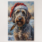 Wirehaired Griffon Rustic Winter Hunt Hat Puzzle (Vertikal)