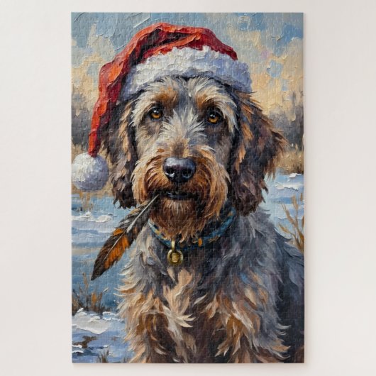 Wirehaired Griffon Rustic Winter Hunt Hat Puzzle (Vertikal)