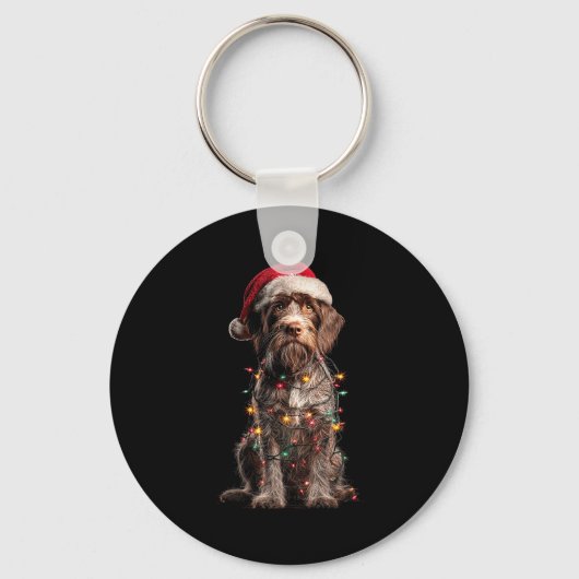 Wirehaired Inting Griffon Christmas Graphics Dog L Schlüsselanhänger (Vorderseite)