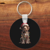 Wirehaired Inting Griffon Christmas Graphics Dog L Schlüsselanhänger (Vorderseite)