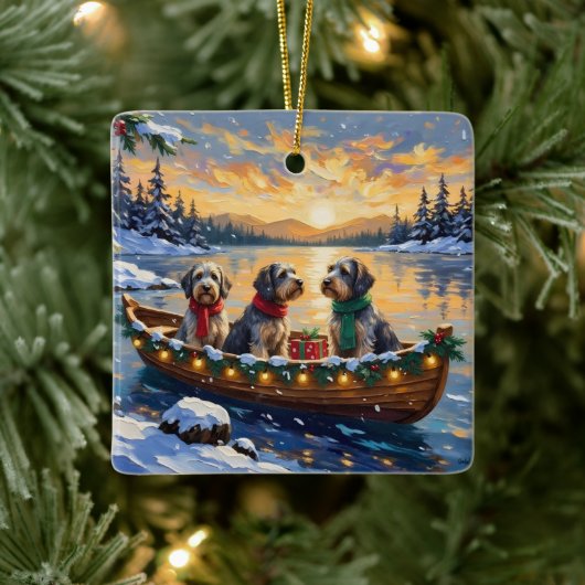 Wirehaired Pointing Griffon Christmas Boat Holiday Keramikornament (Baum)