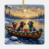 Wirehaired Pointing Griffon Christmas Boat Holiday Keramikornament (Vorderseite)