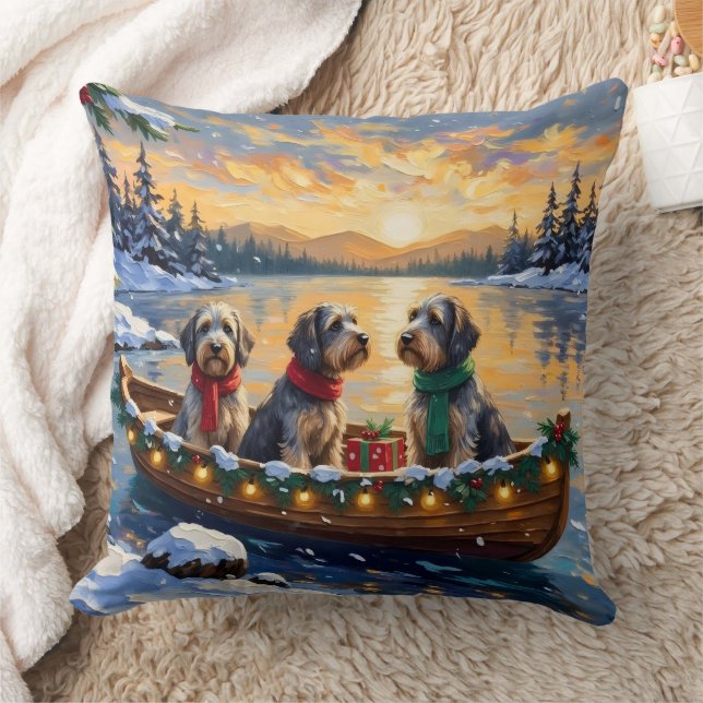 Wirehaired Pointing Griffon Christmas Boat Holiday Kissen (Decke)