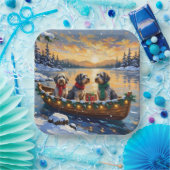 Wirehaired Pointing Griffon Christmas Boat Holiday Pappteller (Party)