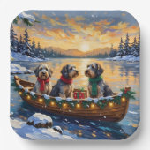 Wirehaired Pointing Griffon Christmas Boat Holiday Pappteller (Vorderseite)