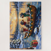 Wirehaired Pointing Griffon Christmas Boat Holiday Puzzle (Vertikal)
