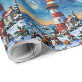 Wirehaired Pointing Griffon Christmas Lighthouse Geschenkpapier (Rolleneckpunkt)
