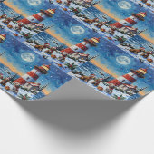 Wirehaired Pointing Griffon Christmas Lighthouse Geschenkpapier (Ecke)