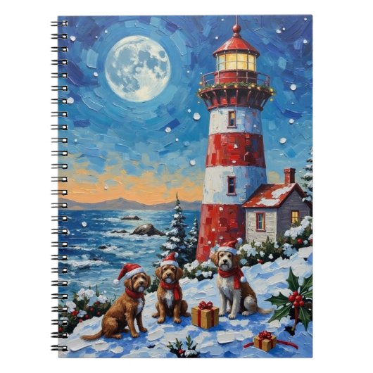 Wirehaired Pointing Griffon Christmas Lighthouse Notizblock (Vorderseite)