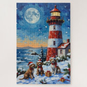 Wirehaired Pointing Griffon Christmas Lighthouse Puzzle (Vertikal)
