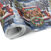 Wirehaired Pointing Griffon Christmas Red Truck Geschenkpapier (Rolleneckpunkt)