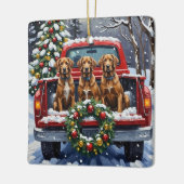 Wirehaired Pointing Griffon Christmas Red Truck Keramikornament (Links)
