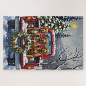 Wirehaired Pointing Griffon Christmas Red Truck Puzzle (Horizontal)