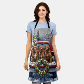 Wirehaired Pointing Griffon Christmas Red Truck Schürze (Getragen)