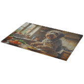 Wirehaired Pointing Griffon Cooking in Kitchen Schneidebrett (Ecke)