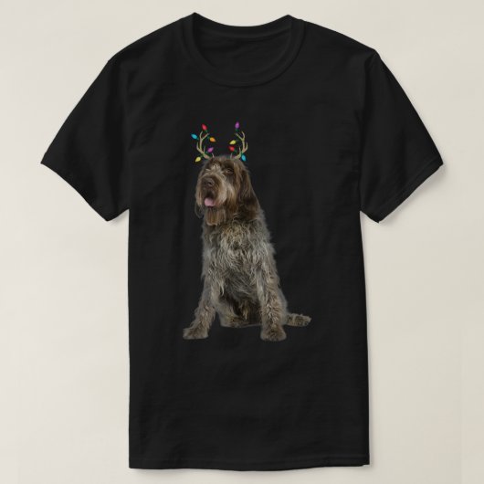 Wirehaired Pointing Griffon Reindeer Christmas Dog T-Shirt (Design vorne)