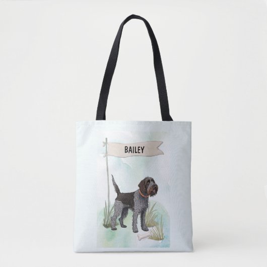 Wirehaired Pointing Griffon Wasserfarbe Personalis Tasche (Vorderseite)